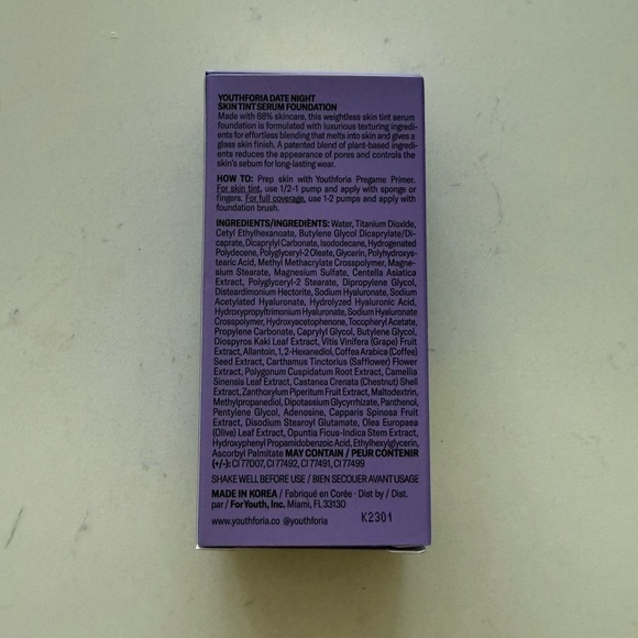 Youthforia Date Night Skin Tint Serum Foundation - 245 Light to Light Med - NWB - Picture 6 of 9